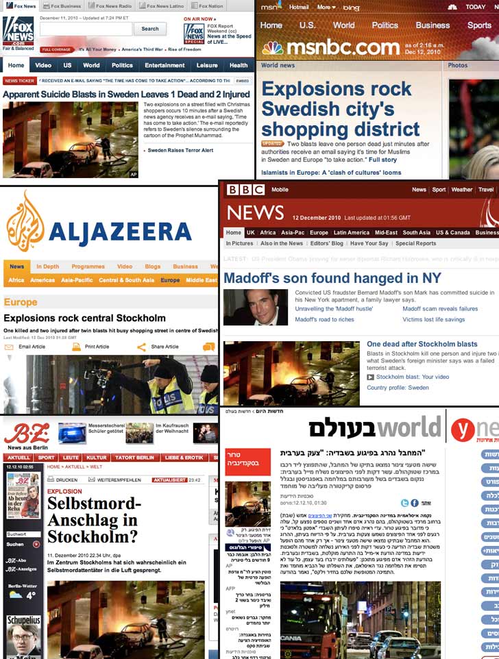 Bombdådet i Stockholm i internationell press